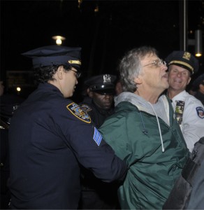 Vietnam veteran Mike Hastie is arrested Oct. 7. Photo by ELLEN DAVIDSON