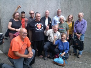 Oct. 7 defendants outside the courthouse after their charges were dismissed July 12. Photo by ELLEN DAVIDSON